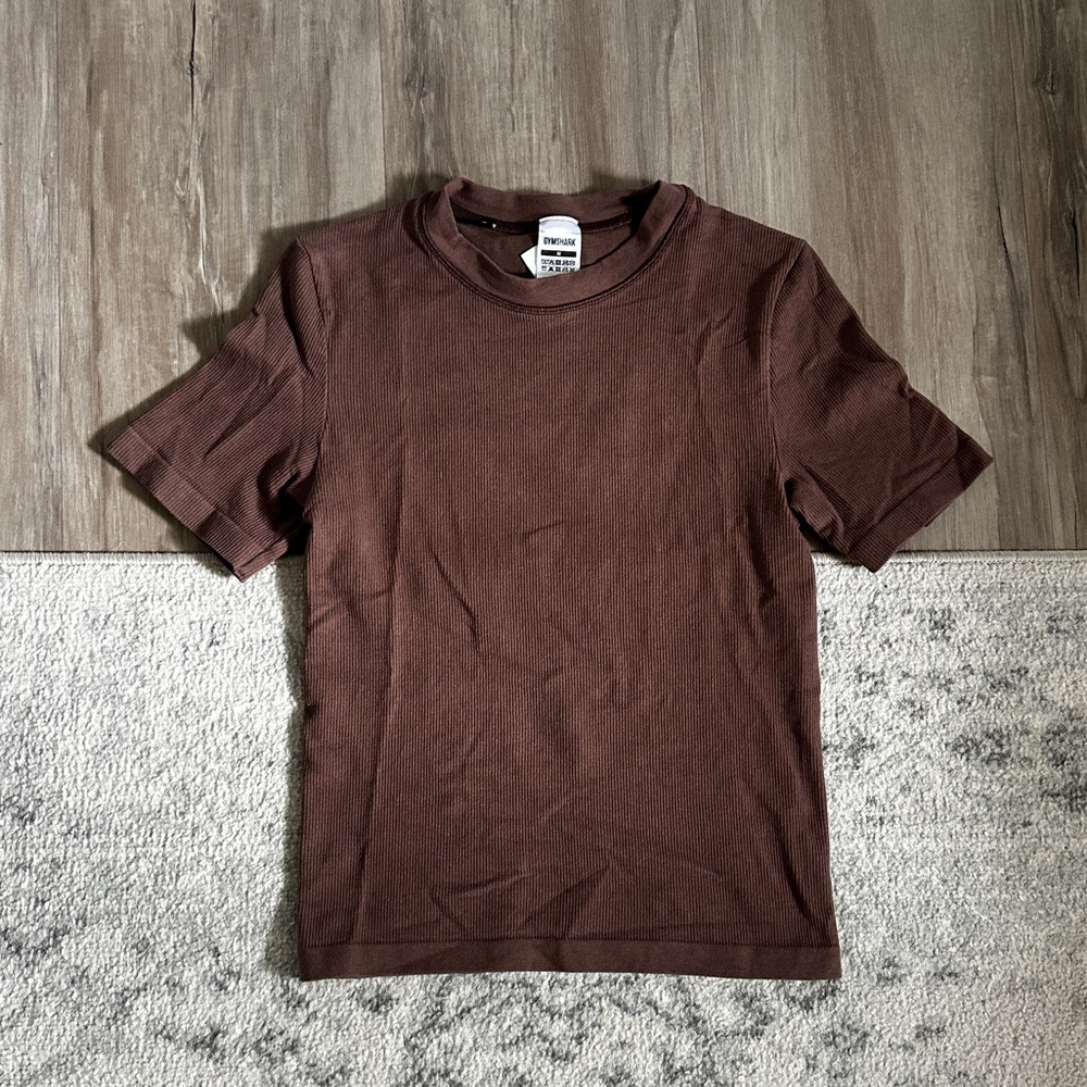 Gymshark Ribbed Brown Short Sleeve T-Shirt
